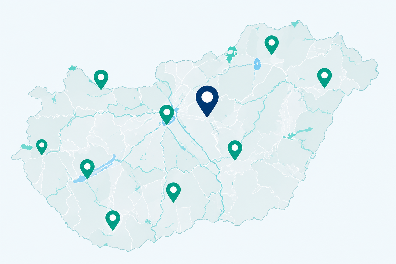 Magyarország térképe partnerlokációkkal